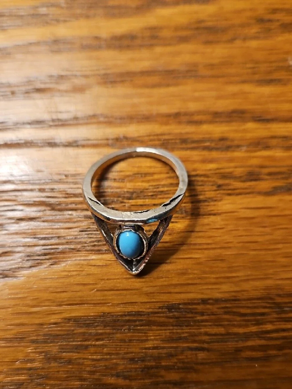 Sterling Silver Triangle Ring with Turquoise Stone